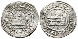 CALIFATO DE CÓRDOBA. Al-Hakam II al-Mustansir. Dírham (Ar. 3,87g/22mm). 360 H. Madinat al-Zahra. Con Amir en IA. (Vives 461 , Frochoso 360.77d). MBC+....