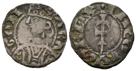 JAIME I (1213-1276). Dinero (Ve. 0,89g/18mm). Aragón. (Cru.V.S 318). Anv: Efigie coronada a izquierda, alrededor leyenda: ARAGON. Rev: Cruz patriarcal...