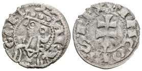 JAIME I (1213-1276). Dinero (Ve. 0,80g/18mm). Aragón. (Cru.V.S 318). Anv: Efigie coronada a izquierda, alrededor leyenda: ARAGON. Rev: Cruz patriarcal...