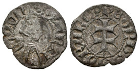 PEDRO III (1336-1387). Dinero. (Ve. 0,75g/17mm). Aragón. (Cru V.S. 463). Anv: Busto coronada de Pedro III, alrededor leyenda: ARAGON. Rev: Cruz, alred...
