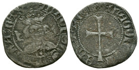 ALFONSO IV (1416-1458). Dobler. (Ve. 1,31g/19mm). Mallorca. (Cru.V.S. 849). Anv: Busto coronado de Alfonso IV de frente entre dos perros, alrededor le...