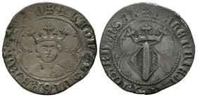 ALFONSO IV (1416-1458). Real. (Ve. 3,13g/24mm). Valencia. (Cru.V.S. 864.2). Anv: Busto coronado de Alfonso IV de frente dentro de gráfila lobular, alr...