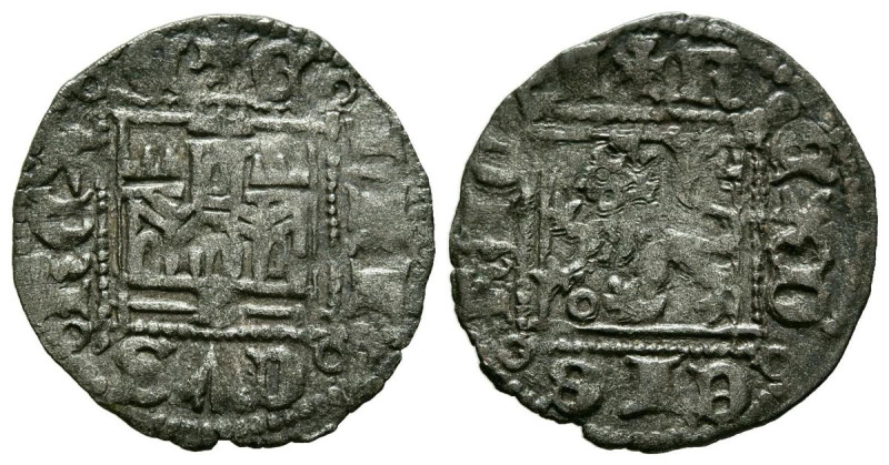 ENRIQUE II (1368-1379). Novén. (Ae. 0,75g/19mm). Burgos. (FAB-494). Anv: Castill...