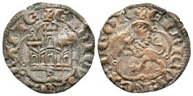 ENRIQUE III (1390-1406). 1/2 Blanca. (Ve. 1,14g/20mm). Sevilla. (FAB-597). Anv: Castillo dentro de gráfila lobular, dentro marca de ceca B, alrededor ...