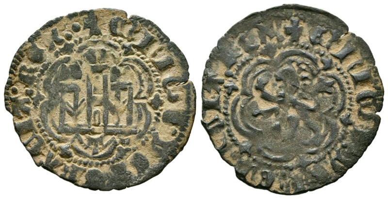 ENRIQUE III (1390-1406). Blanca. (Ae. 1,70g/24mm). Toledo. (FAB-603). Anv: Casti...