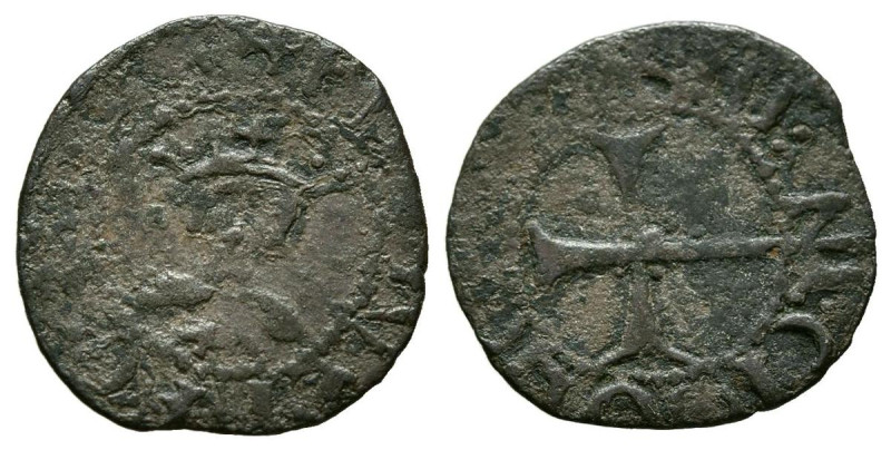 FELIPE II (1556-1598). Diner. (Ae. 0,67g/14mm). Mallorca. (Cal-2019-3). MBC-.