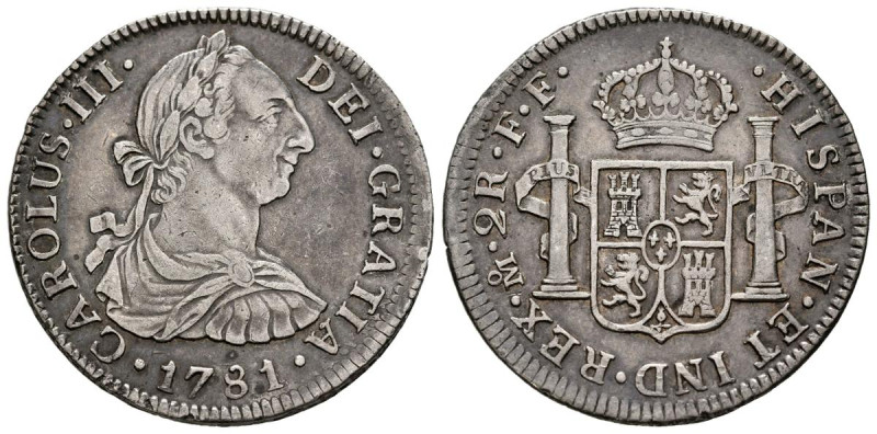 CARLOS III (1759-1788). 2 Reales. (Ar. 6,81g/28mm). 1781. México FF. (Cal-2019-6...