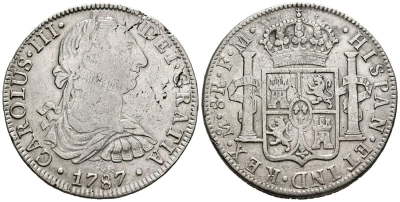 CARLOS III (1759-1788). 8 Reales. (Ar. 26,79g/38mm). 1787. México FM. (Cal-2019-...