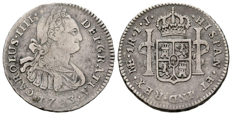 CARLOS IV (1788-1808). 1 Real. (Ar. 3,37g/21mm). 1793. Lima IJ. (Cal-2019-391). ...