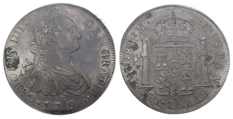 CARLOS IV (1788-1808). 8 Reales (Ar. 27,00g/38mm)*. 1796. Nueva Guatemala M. (Ca...