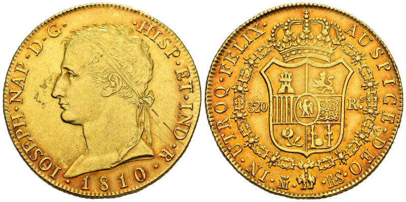 JOSÉ NAPOLEÓN (1808-1813). 320 Reales (Au. 26,90g/36mm). 1810. Madrid RS. (Cal-2...