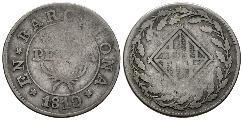 CATALUÑA NAPOLEÓNICA (1808-1814). 1 Peseta. (Ar. 5,04g/26mm). 1810. Barcelona. (...