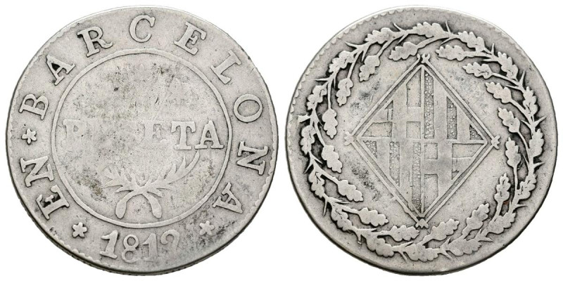 CATALUÑA NAPOLEÓNICA (1808-1814). 1 Peseta. (Ar. 5,03g/26mm). 1812. Barcelona. (...