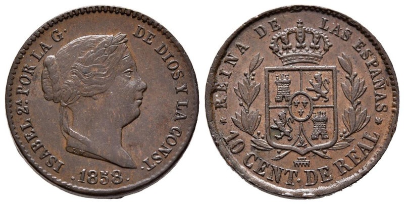 ISABEL II (1833-1868). 10 Céntimos de Real. (Ae. 3,70g/20mm). 1858. Segovia. (Ca...