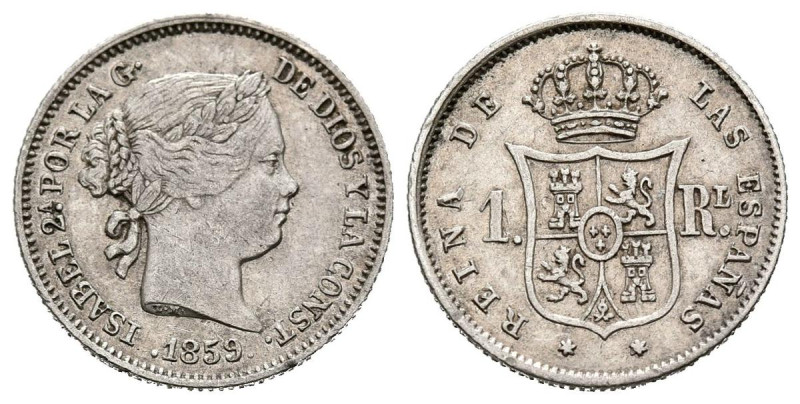 ISABEL II (1833-1868). 1 Real. (Ar. 1,29g/15mm). 1859. Madrid. (Cal-2019-308). M...