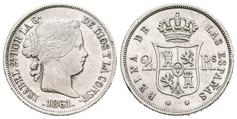 ISABEL II (1833-1868). 2 Reales. (Ar. 2,69g/18mm). 1861. Madrid. (Cal-2019-376)....