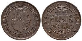 CARLOS VII (1868-1909). 5 Céntimos (Ae. 4,98g/25mm). 1875. Oñate. (Cal-2019-2). EBC. Preciosa moneda.