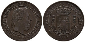 CARLOS VII (1868-1909). 10 Céntimos. (Ae. 10,24g/30mm). 1875. Oñate. (Cal-2019-5). EBC-. Magnífica pieza.
