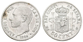 ALFONSO XII (1874-1885). 50 Céntimos (Ar. 2,46g/18mm). 1880 *80. Madrid MSM. (Cal-2019-11). MBC+.