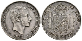 ALFONSO XII (1874-1885). 50 Centavos. (Ar. 12,91g/30mm). 1881. Manila. (Cal-2019-114). MBC+