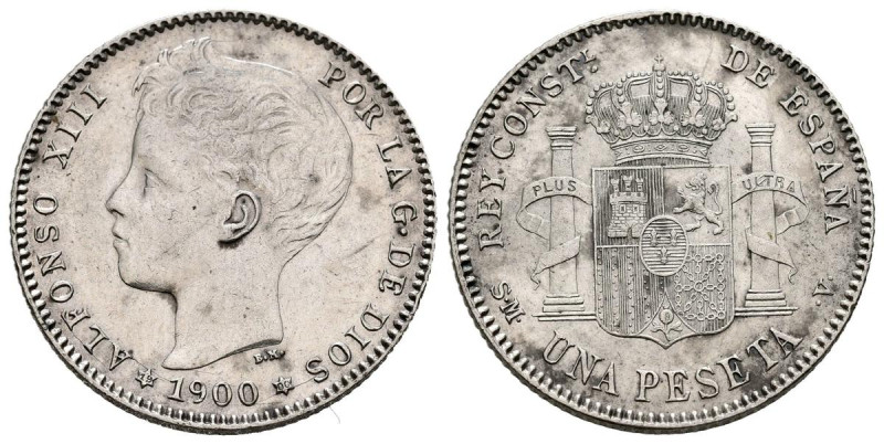 ALFONSO XIII (1885-1931). 1 Peseta. (Ar. 4,96g/23mm). 1900 *19-00. Madrid SMV. (...