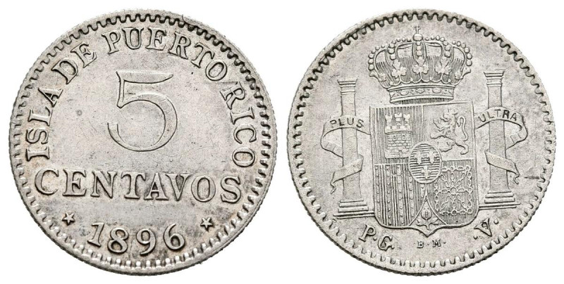 ALFONSO XIII (1885-1931). 5 Centavos (Ar. 1,22g/16mm). Puerto Rico PGV. (Cal-201...