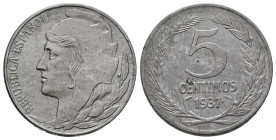 II REPÚBLICA (1931-1939). 5 Céntimos (Fe. 4,06g/20mm). 1937. (Cal-2019-4). Busto Pequeño. EBC.