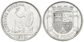 II REPÚBLICA. 1 peseta. (Ar. 4.97g /23mm). 1933 *3-4. Madrid. (Cal-2019-34). EBC.