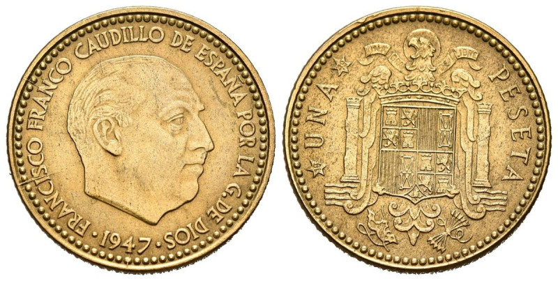 ESTADO ESPAÑOL (1936-1975). 1 Peseta. (Al-Cu. 3,51g/21mm). 1947 *19-49. Madrid. ...