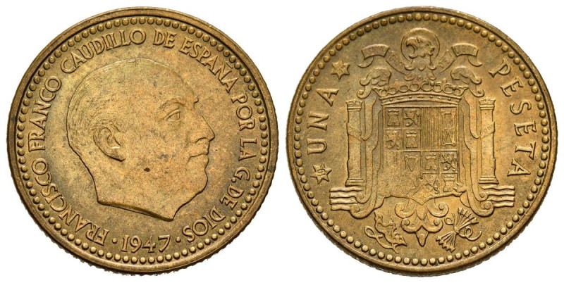 ESTADO ESPAÑOL (1936-1975). 1 Peseta. (Al-Cu. 3,28g/20mm). 1947 *19-54. Madrid. ...