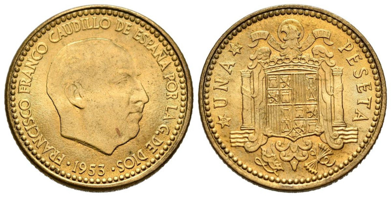 ESTADO ESPAÑOL (1936-1975). 1 Peseta. (Al-Cu. 3,69g/20mm). 1953 *19-63. Madrid. ...