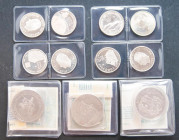JUAN CARLOS I (1975-2014). Colección de 11 monedas de plata acuñadas entre 1990 y 1998. Destaca una interesante serie de 1000 Pesetas y de 5 Ecu (incl...