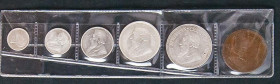 AFRICA. Serie compuesta por 6 monedas con los valores: 2 1/2, 2 y 1 Schilling, 6 y 3 Zar de 1896 y 1 Penny de 1898. MBC/MBC+. A EXAMINAR.