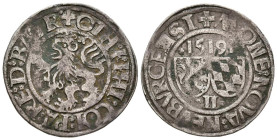 ALEMANIA, Ottheinrich y Philipp. 1 Batzen. (Ar. 2,99g/26mm). 1519. Baviera, Neoburgo. (Schulten 2757). MBC-.