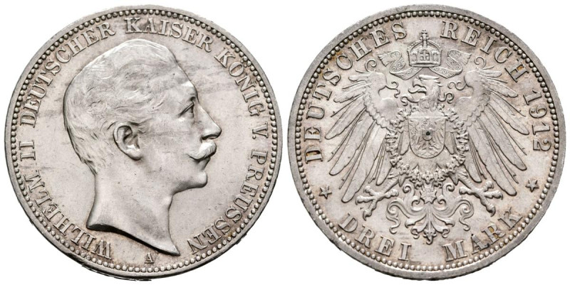 ALEMANIA . 3 Mark (Ar. 16,67g/33mm). 1912. Berlín A. Guillermo II. (Km#527). EBC...