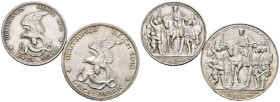 ALEMANIA. Preciosa pareja de 2 y 3 Mark en plata. 1913. Guillermo II. Berlín A. Centenario de la Derrota de Napoleón. EBC.