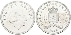 ANTILLAS HOLANDESAS. 10 Gulden. (Ar. 25,14/38mm). 1978. (Km#20). EBC+. Leves rayitas.