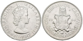 BERMUDA. 1 Crown. (Ar. 22,56g/36mm). 1964. Isabel II.(Km#14). EBC+.