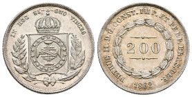 BRASIL. 200 Reis (Ar. 2,53g/19mm). 1862. Pedro II. (Km#469). EBC. Leves rayitas.