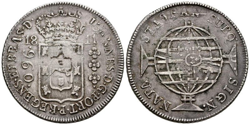 BRASIL. 960 Reis. (Ar. 26,35g/41mm). 1811. ¿Bahía, Río? Marca de ceca no visible...