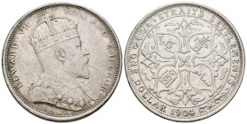 STRAITS SETTLEMENTS (Establecimientos del Estrecho). 1 Dollar (Ar. 26,80g/37mm). 1904. Eduardo VII. Bombay. (Km#25). MBC/MBC+. Escasa.
