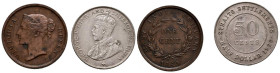 STRAITS SETTLEMENTS. Interesante pareja de 1 y 50 Cents acuñados en 1845 y 1920 respectivamente. Diferentes estados de conservación. A EXAMINAR.