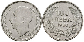 BULGARIA. 100 Leva. (Ar. 20,00g/34mm). 1930. Boris III. (Km#43). MBC+
