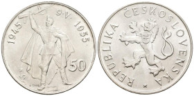 CHECOSLOVAQUIA. 50 Korun (Ar. 20,20g/37mm). 1955. 10 Aniversario de la Liberación de Alemania. (Km#44). EBC+.