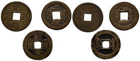 CHINA. Conjunto de 3 Cash (1736-1795; 1796-1820 y 1908). Diferentes estados de conservación. A EXAMINAR.