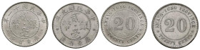 CHINA. Conjunto de 2 monedas de 20 Centavos. 1920 (año 9) y 1922 (año 11). Kwantung. (Km#423). Buen nivel de conservación. A EXAMINAR.