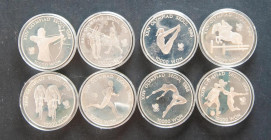 COREA DEL SUR. Bonito conjunto formado por 8 monedas en plata de 10.000 Won conmemorativas de las Olimpiadas de Seul´88. 1987. Todas las piezas difere...