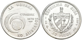 CUBA. 20 Pesos. (Ar. 26,01g/38mm). 1979. Cumbre en la Habana de los Paises No Alineados. (Km#44). SC.