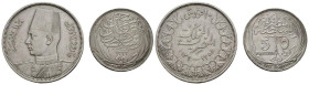 EGIPTO. Pareja de 5 y 10 Piastras en plata acuñadas en 1917 y 1939. Diferentes estados de conservación. A EXAMINAR