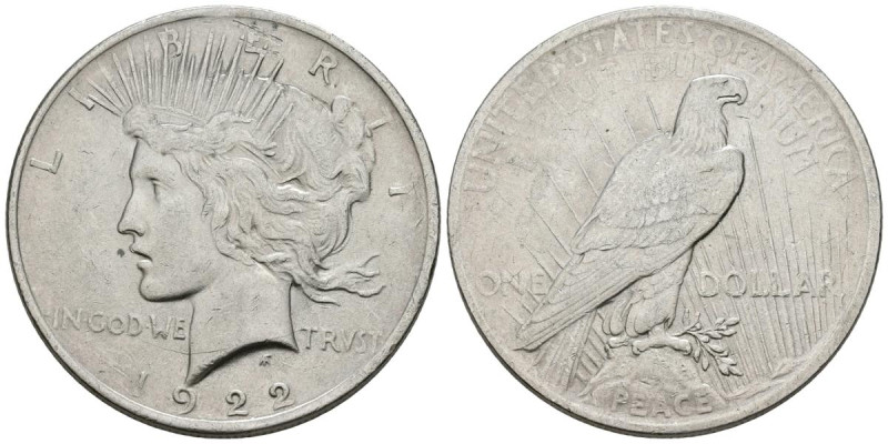 ESTADOS UNIDOS. 1 Dollar. (Ar. 26,72g/38mm). 1922. Philadelphia. (Km#150). MBC+